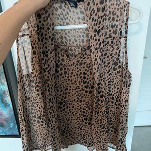 Forever 21 Animal Print Sleeveless Sheer Top
